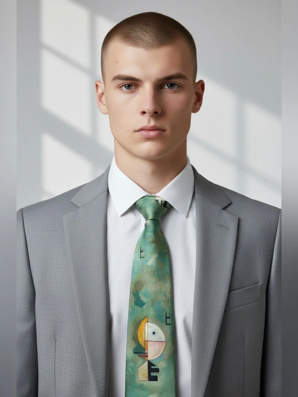 Peggy Guggenheim Collection 100% Silk Geometric Design Tie - Green